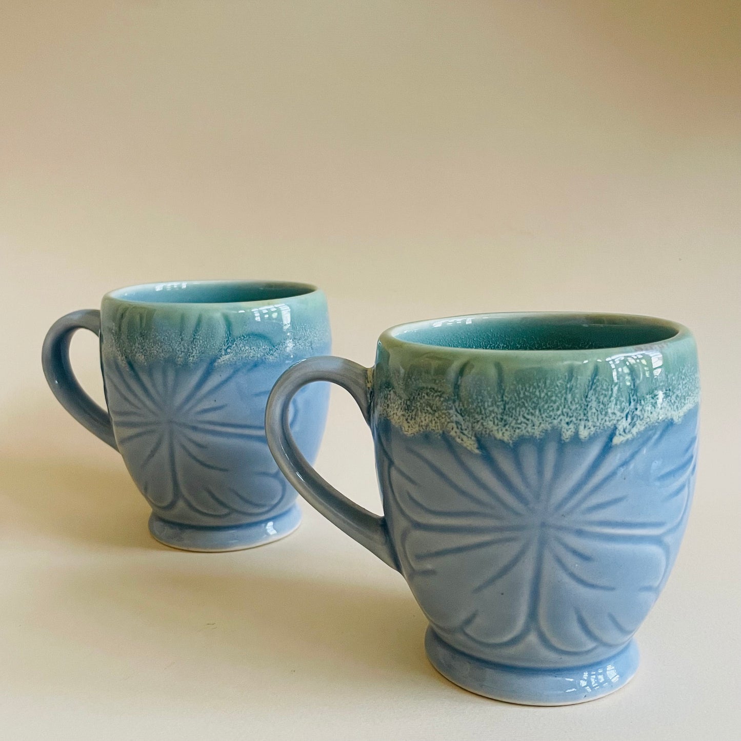 Azure Blossom Mugs (Set of 2)