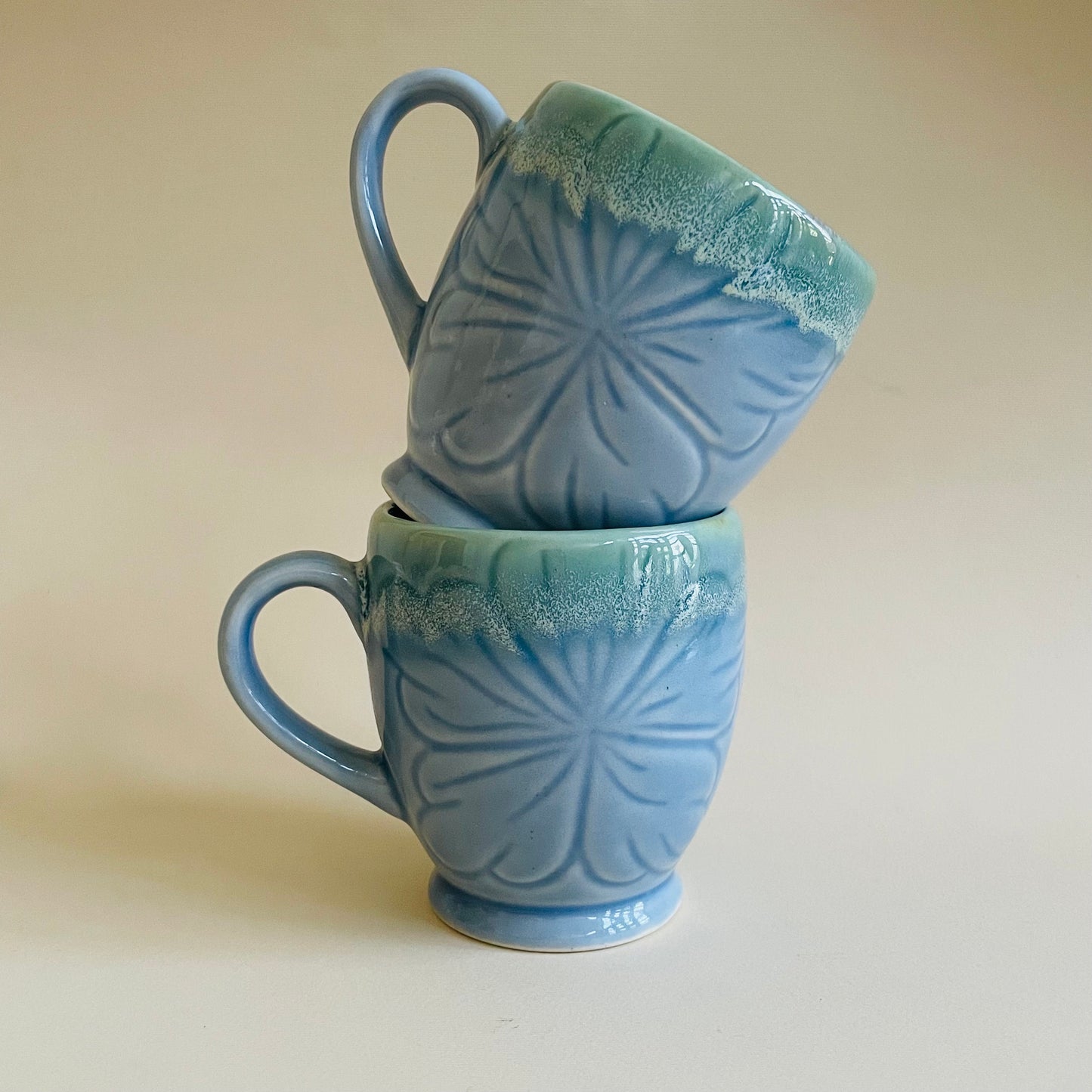 Azure Blossom Mugs (Set of 2)