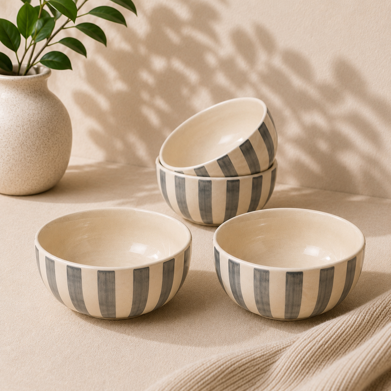Noir & Ivory Stripe Sweet Bowls