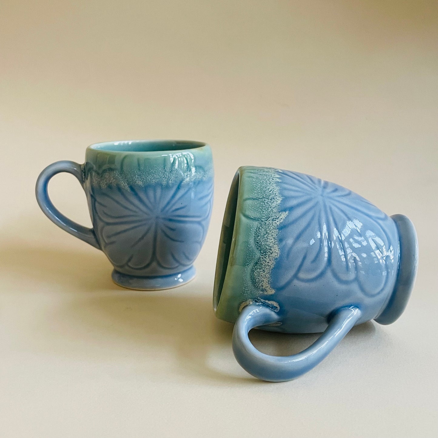 Azure Blossom Mugs (Set of 2)