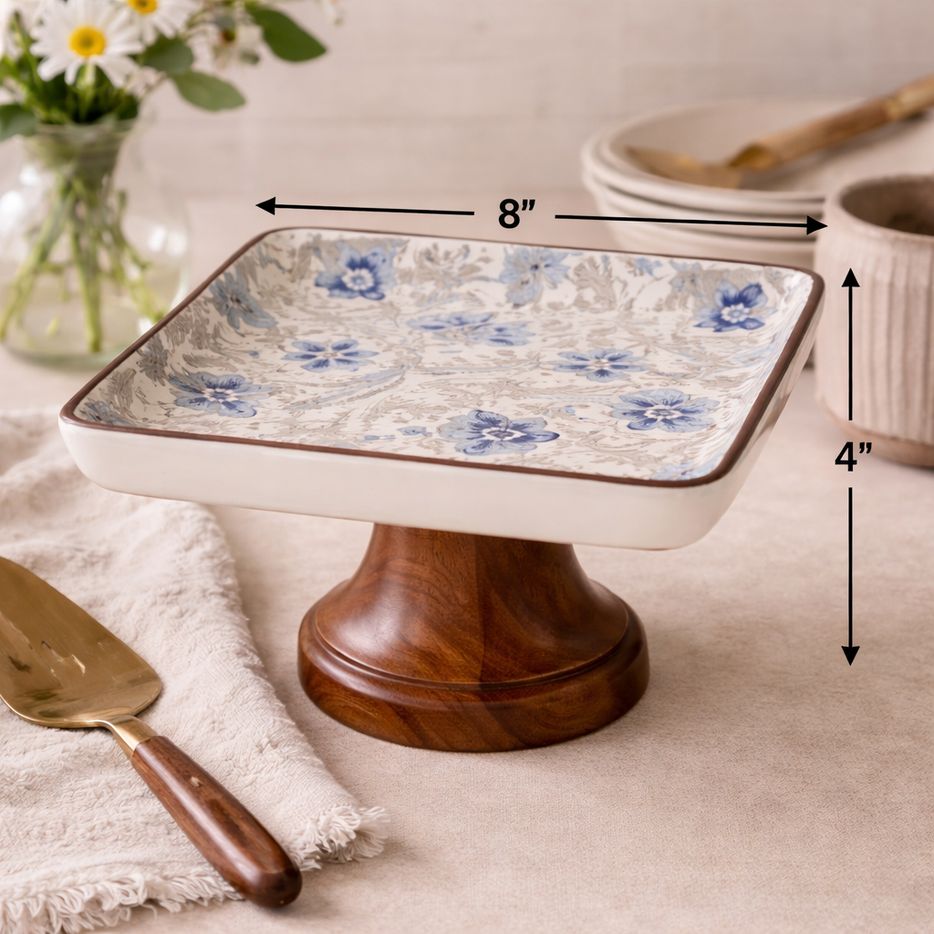 Bleu Floral Cake Stand
