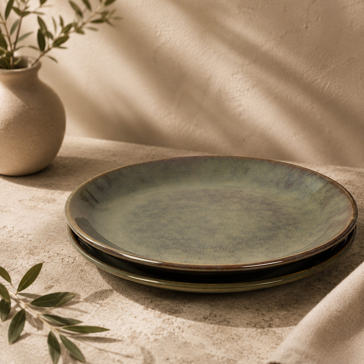 The Verdant Atelier™ Dining Set - Dinner Plates, Quarter Plates & Sweet Bowls
