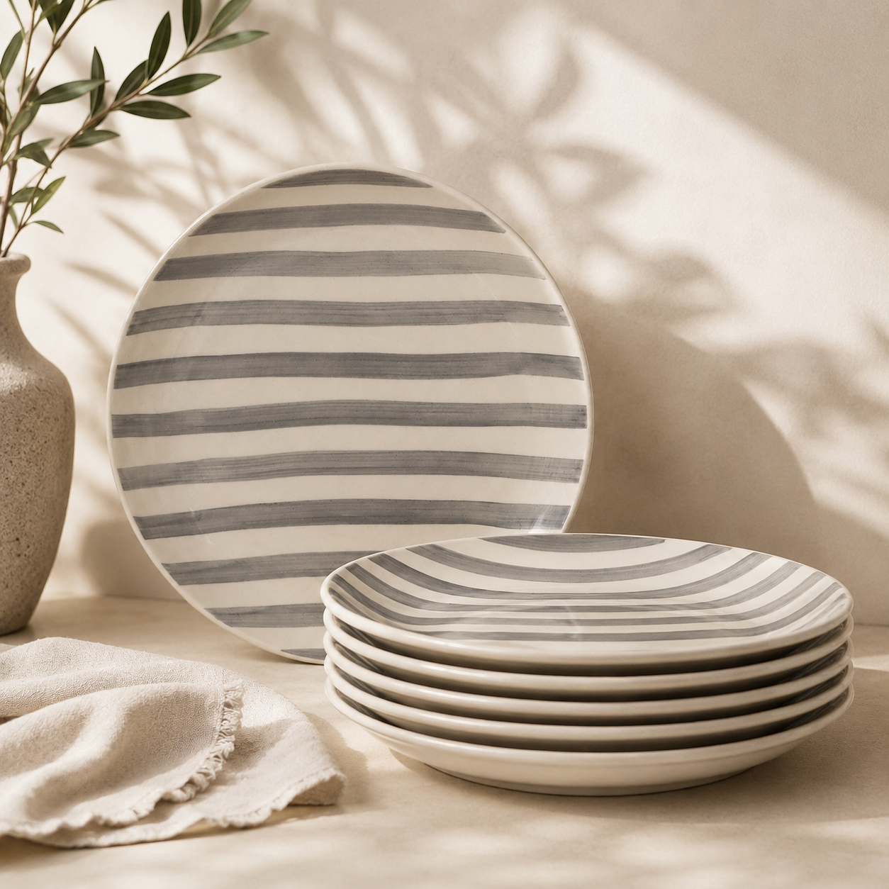 Noir & Ivory Stripe™ Quarter Plates