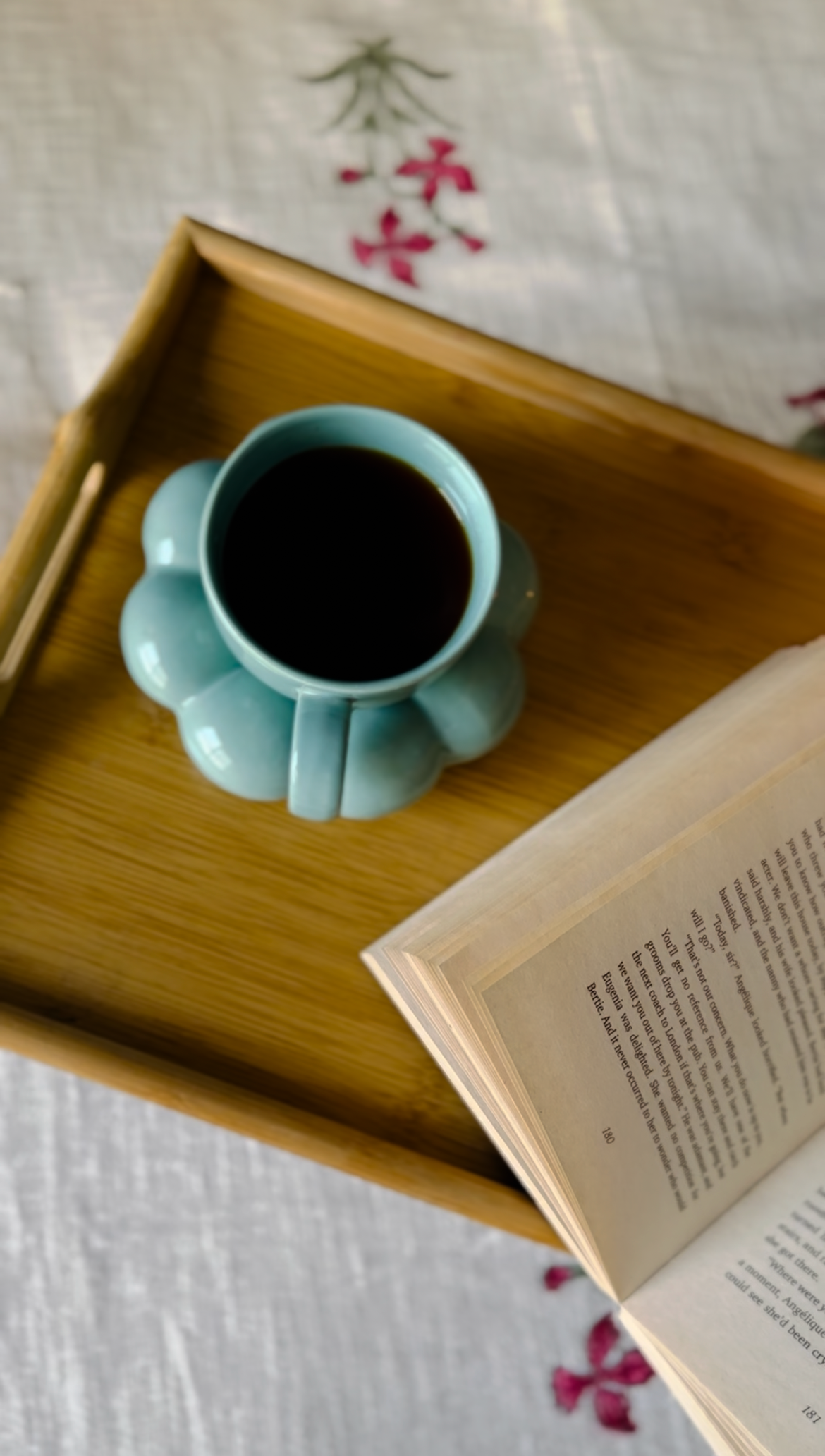 The Blossom Tea Cup & Saucer - Sea Green