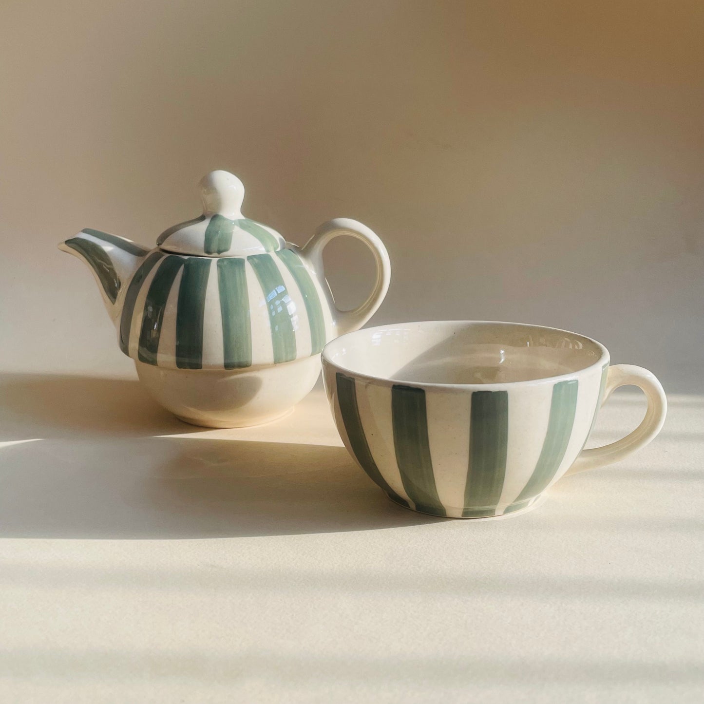 Mint Stripe Striped Tee Pot Set