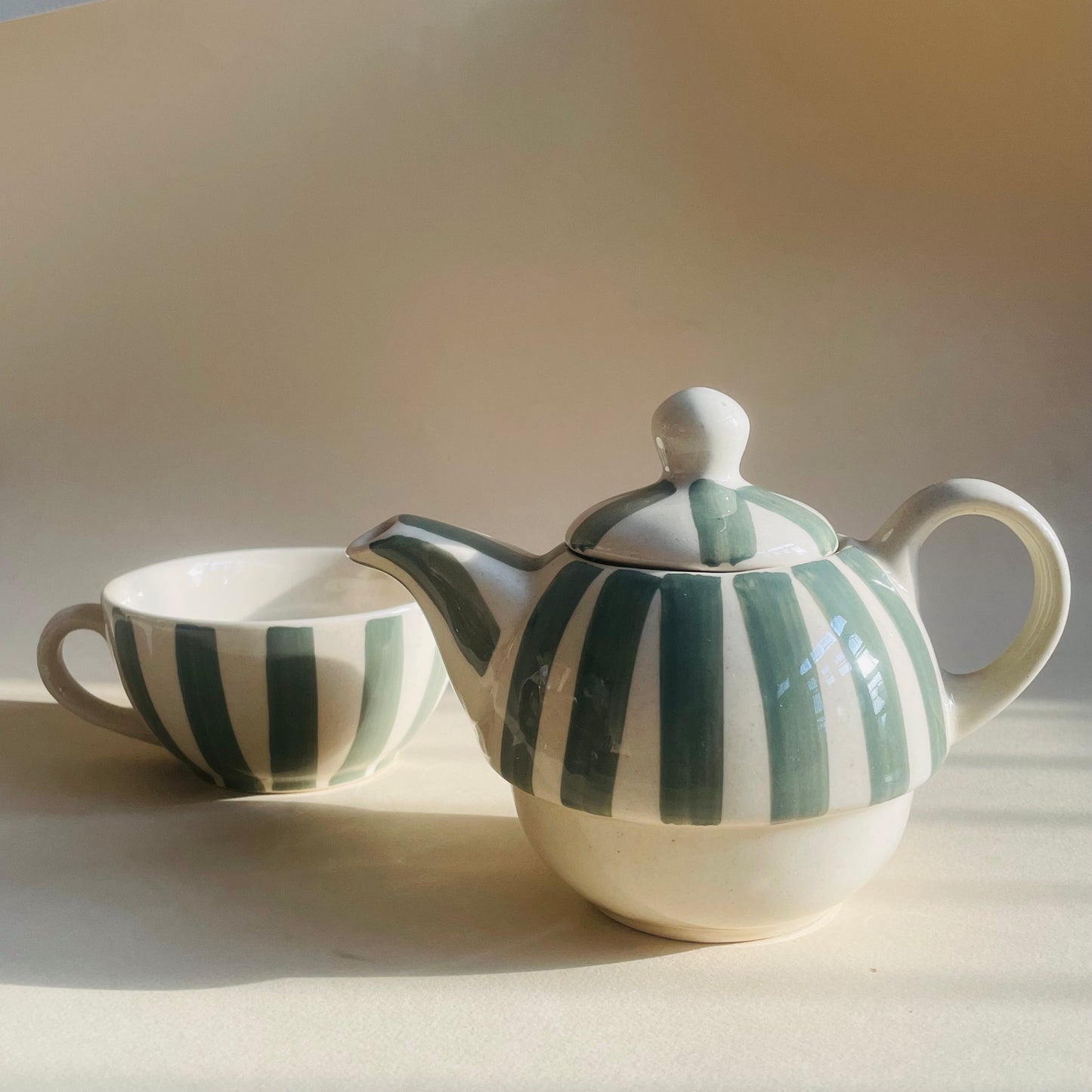 Mint Stripe Striped Tee Pot Set