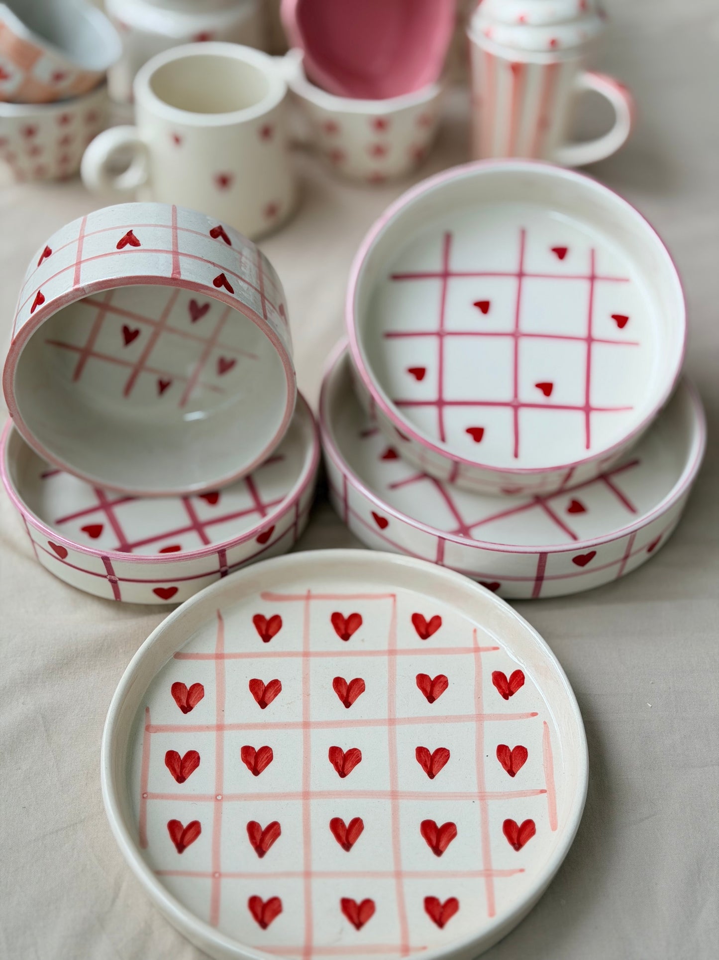 Hearts & Grids Valentine Serve Set (5-Piece)