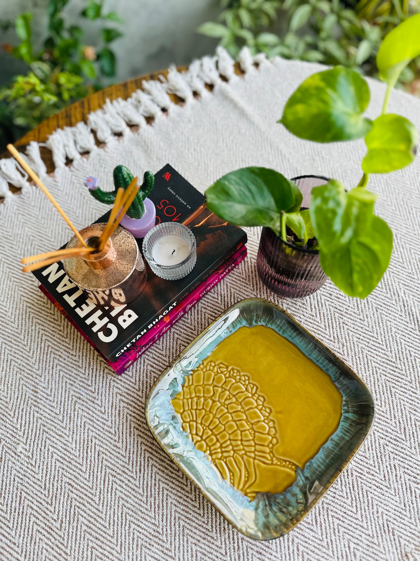 Rakhi Edit : Mustard Square Designer Platter