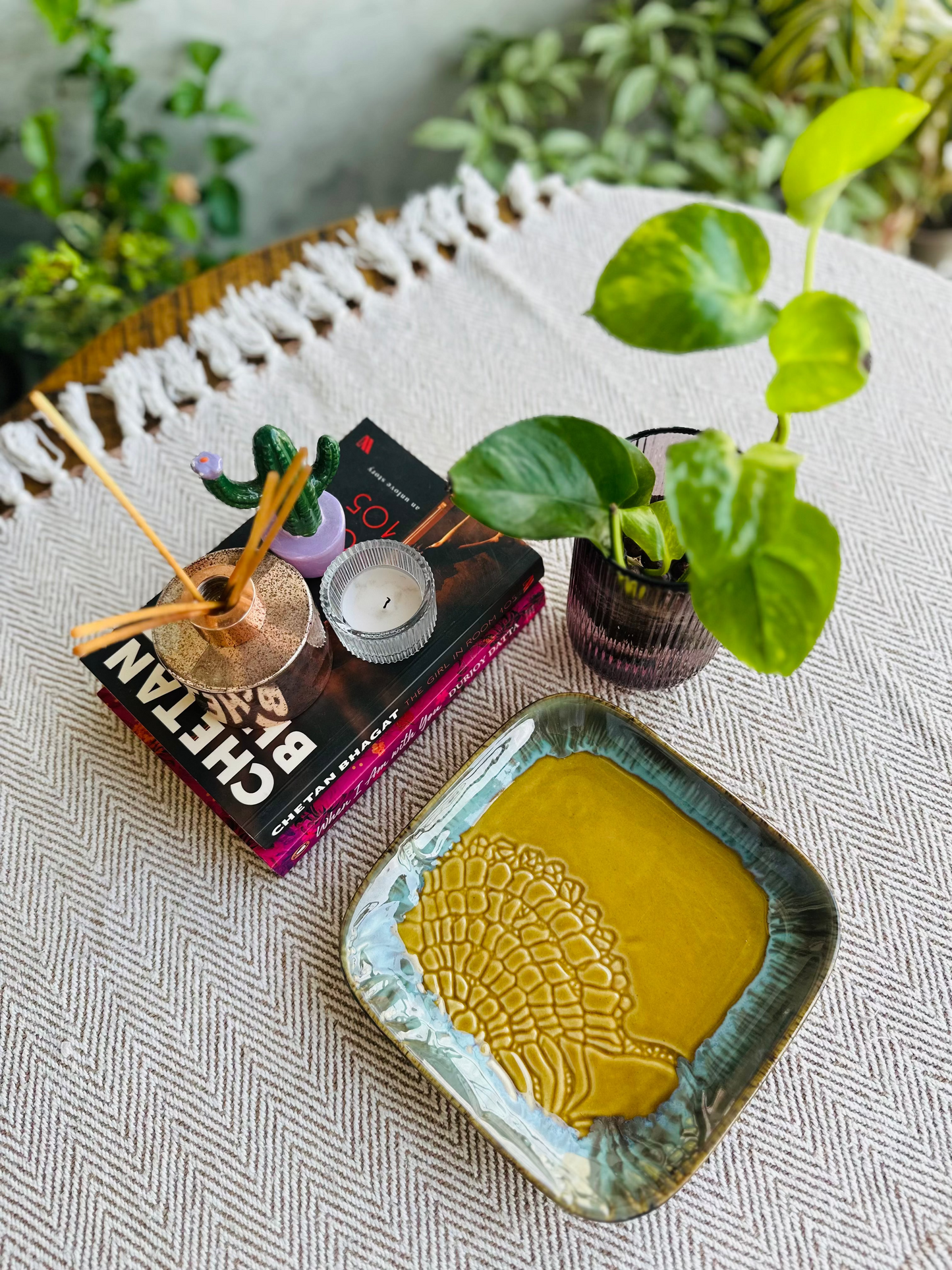 Rakhi Edit : Mustard Square Designer Platter