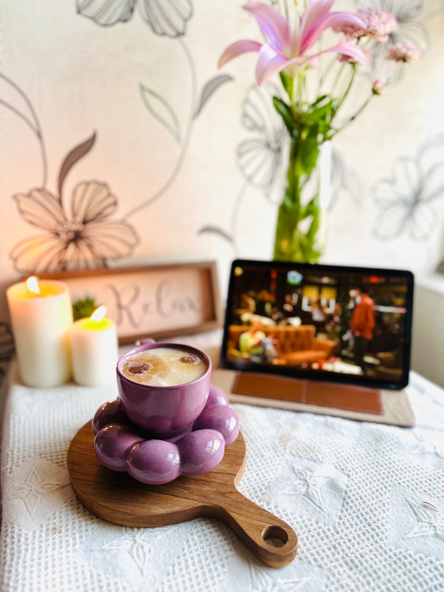 The Blossom Tea Cup & Saucer- Violet