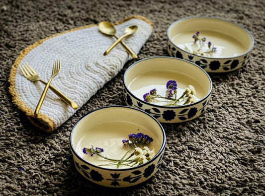Hand Painted Flat Bowl Set (Set of 3)
