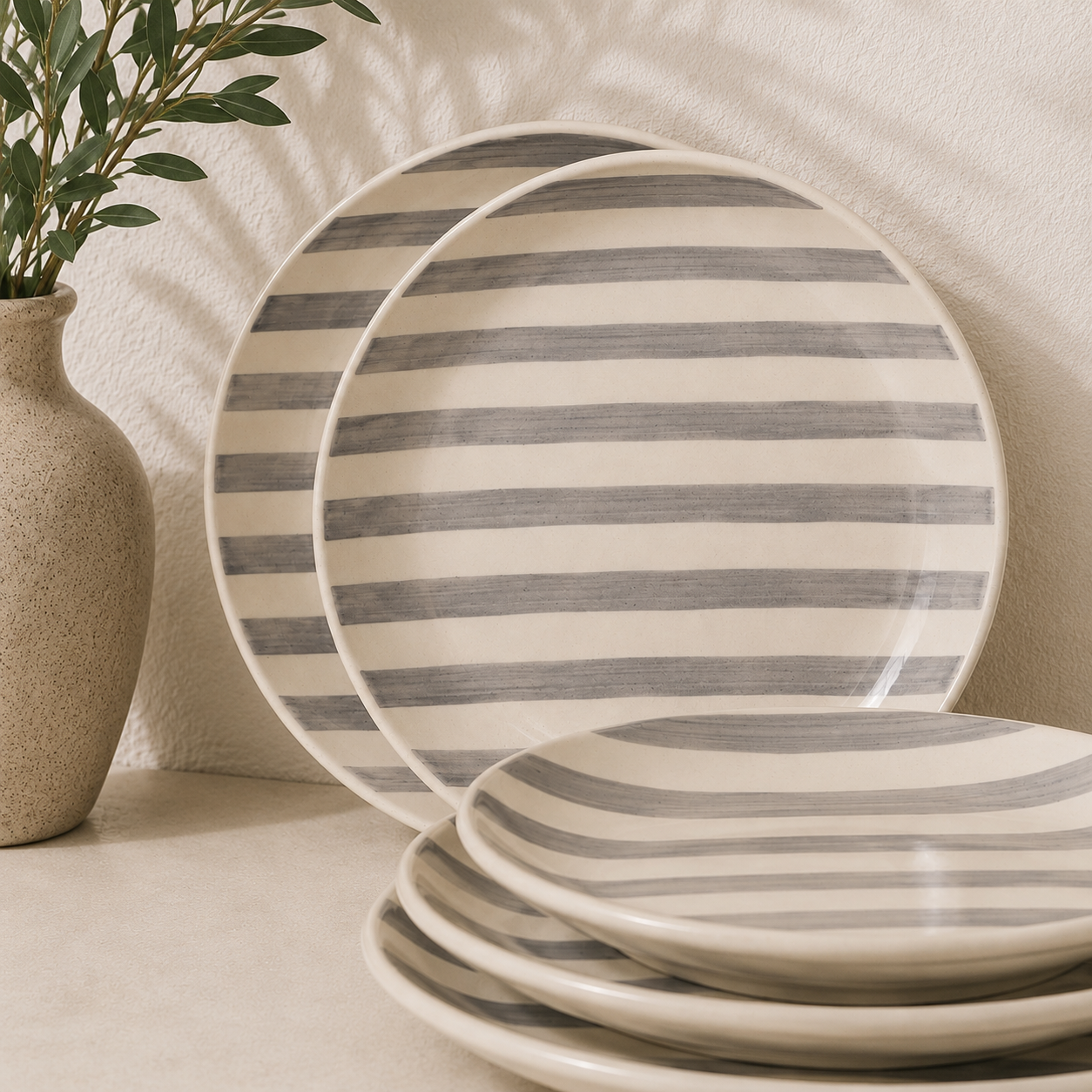 Noir & Ivory Stripe™ Dinner Plates