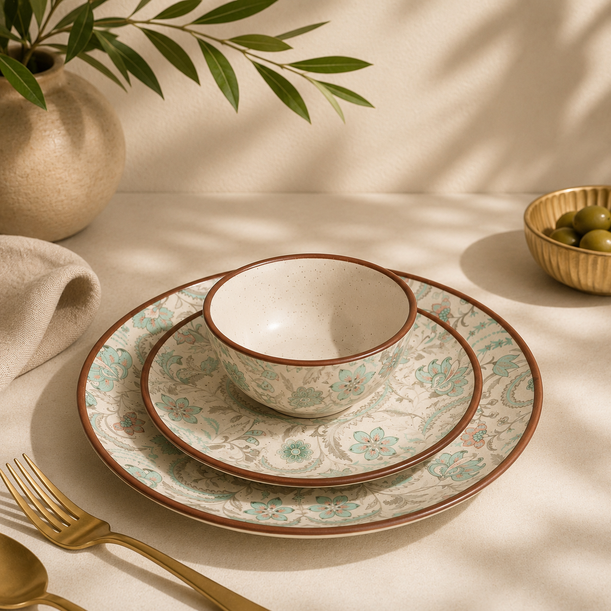 Jardin Signature Dining Set - Dinner Plates, Quarter Plates, Sweet Bowls & Serving Bowls