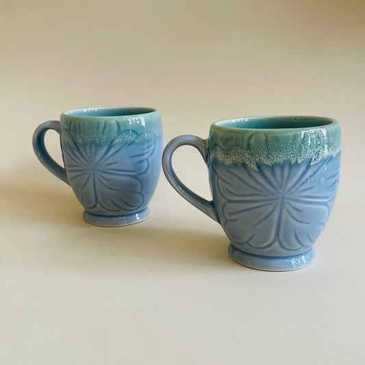 Azure Blossom Mugs (Set of 2)