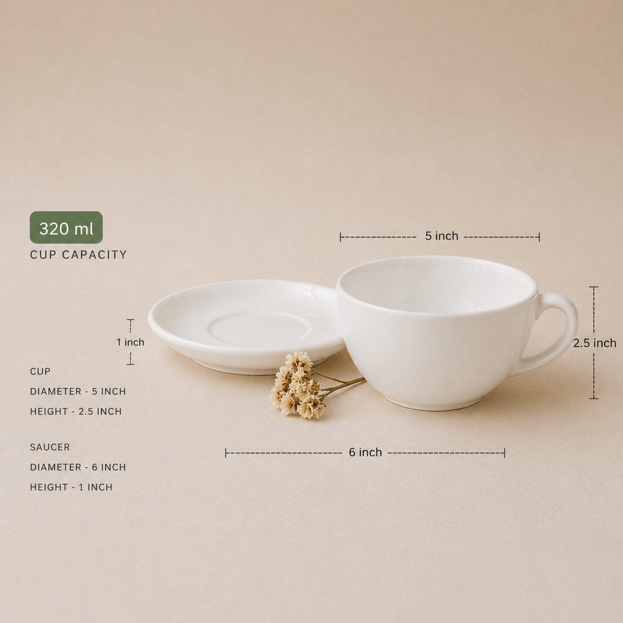 The Blanche Latte Cup & Saucer Set (320ml)