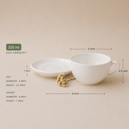 The Blanche Latte Cup & Saucer Set (320ml)