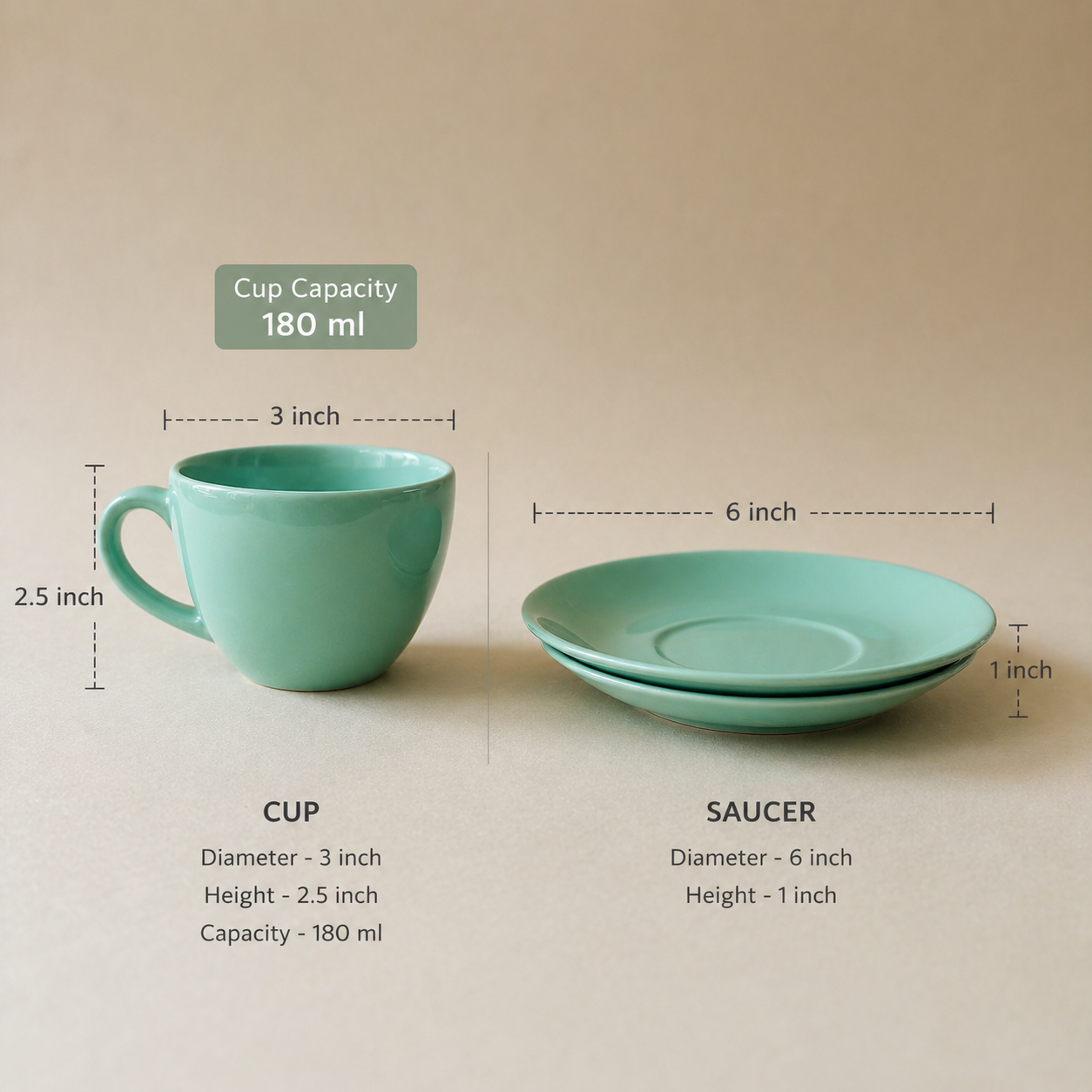 Aqua Serenity Cup & Saucer Set (180 ml)
