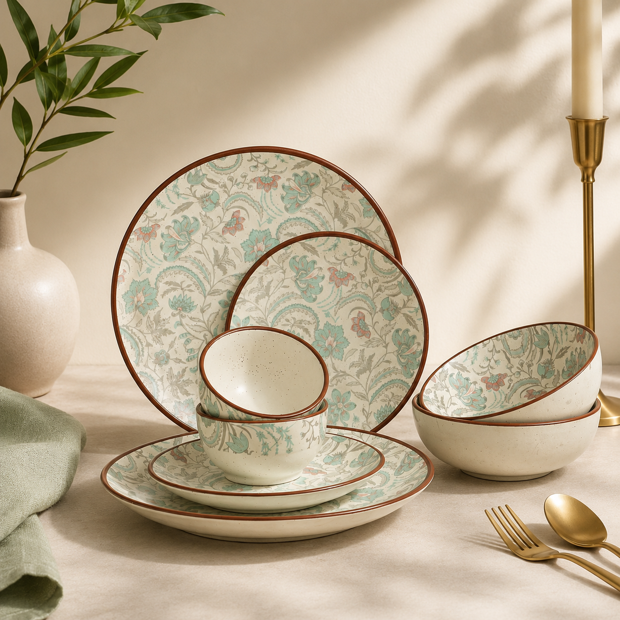 Jardin Signature Dining Set - Dinner Plates, Quarter Plates, Sweet Bowls & Serving Bowls