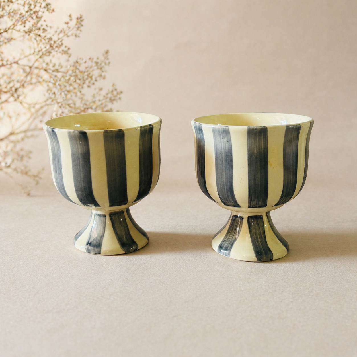 The Noir Stripe Ice Cream Glasses