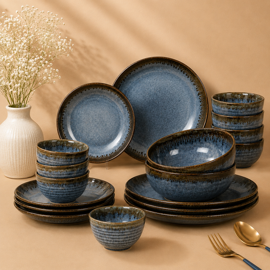 The Blue Atelier™ Luxe Hosting Collection - Dinner Plates, Quarter Plates, Sweet Bowls, Soup Bowls & Serving Bowls