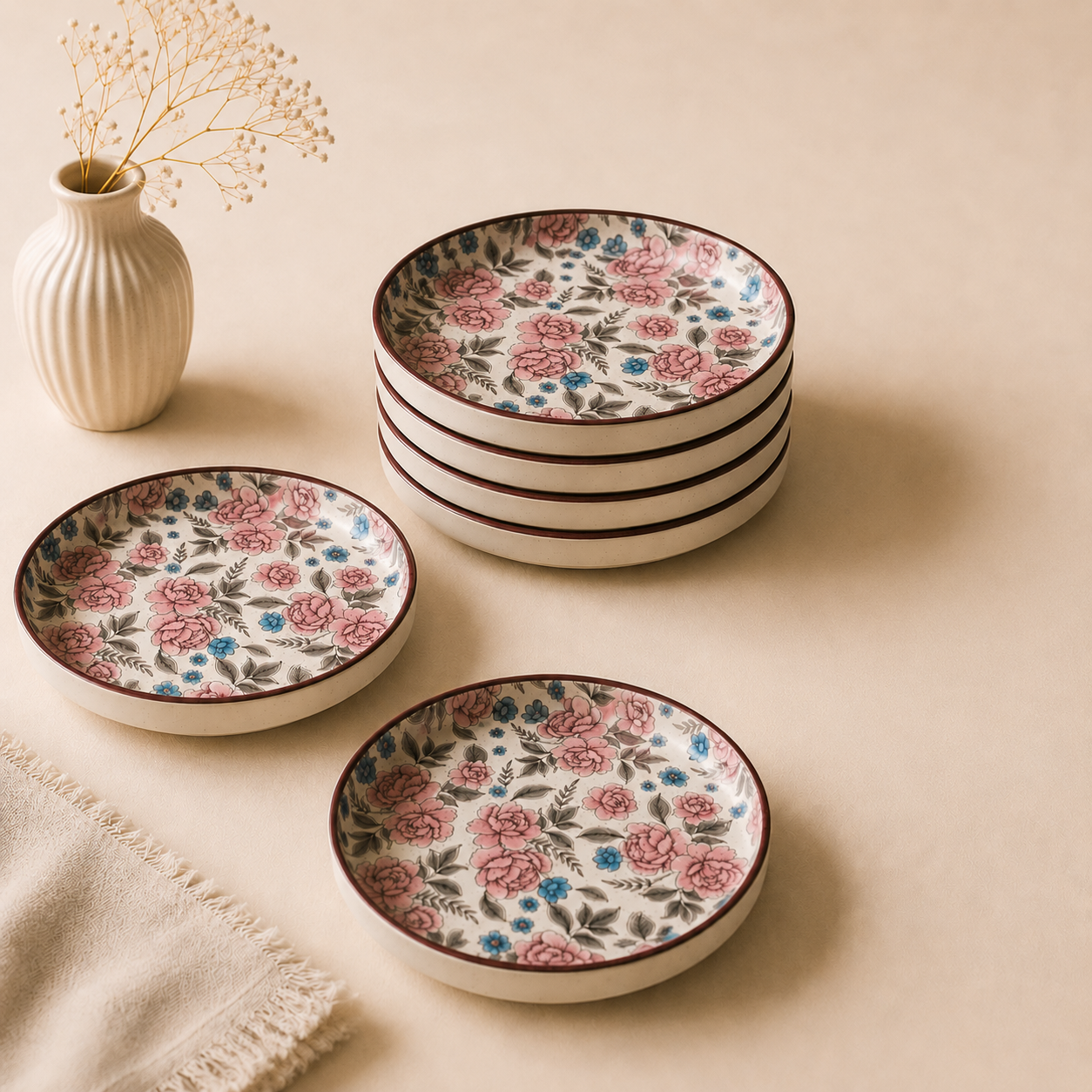 Vintage Bloom Floral Flat Plates (8 Inch)