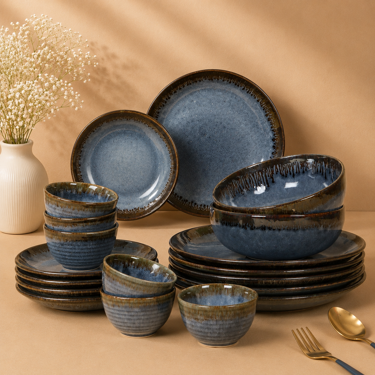 The Blue Atelier™ Signature Tablescape Collection -Dinner Plates, Quarter Plates, Sweet Bowls & Serving Bowls