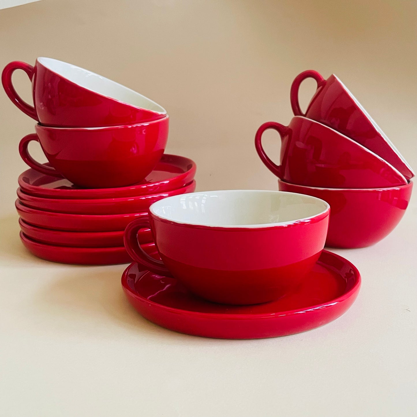 The Bold Red Cappucino Cup & Saucer Set