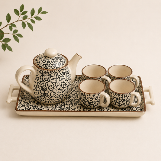 Noir Fleur Tea Pot Set