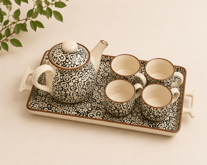 Noir Fleur Tea Pot Set