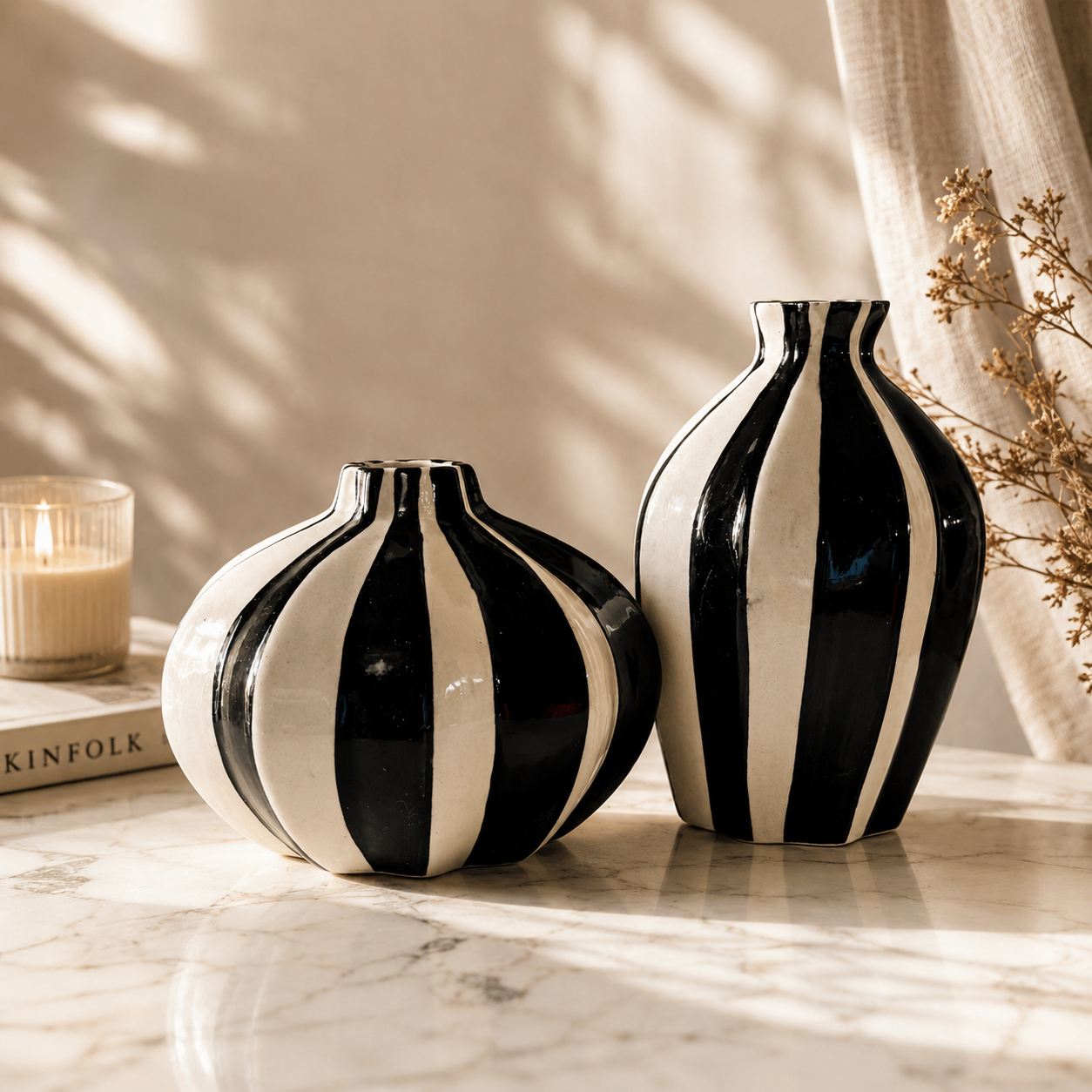 Eclipse Collection – Ceramic Vase Set (Set of 2)