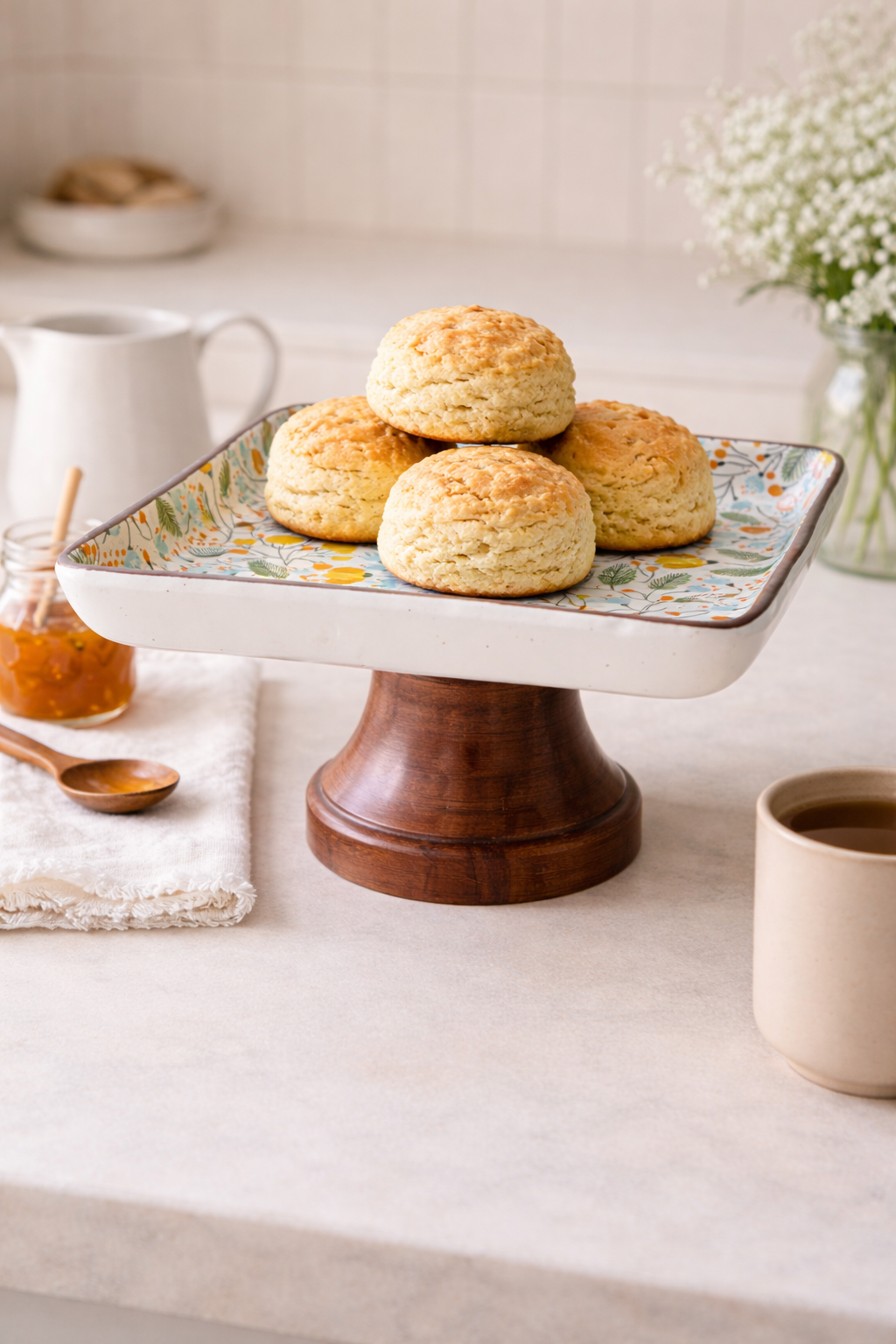 Moutarde Jr Florale Cake Stand - Square