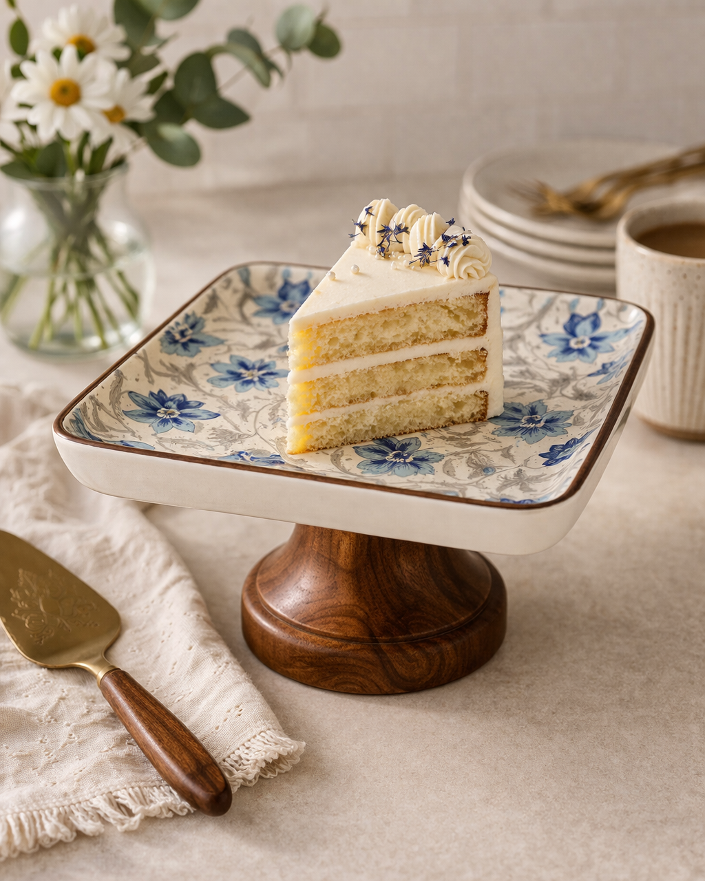 Bleu Floral Cake Stand