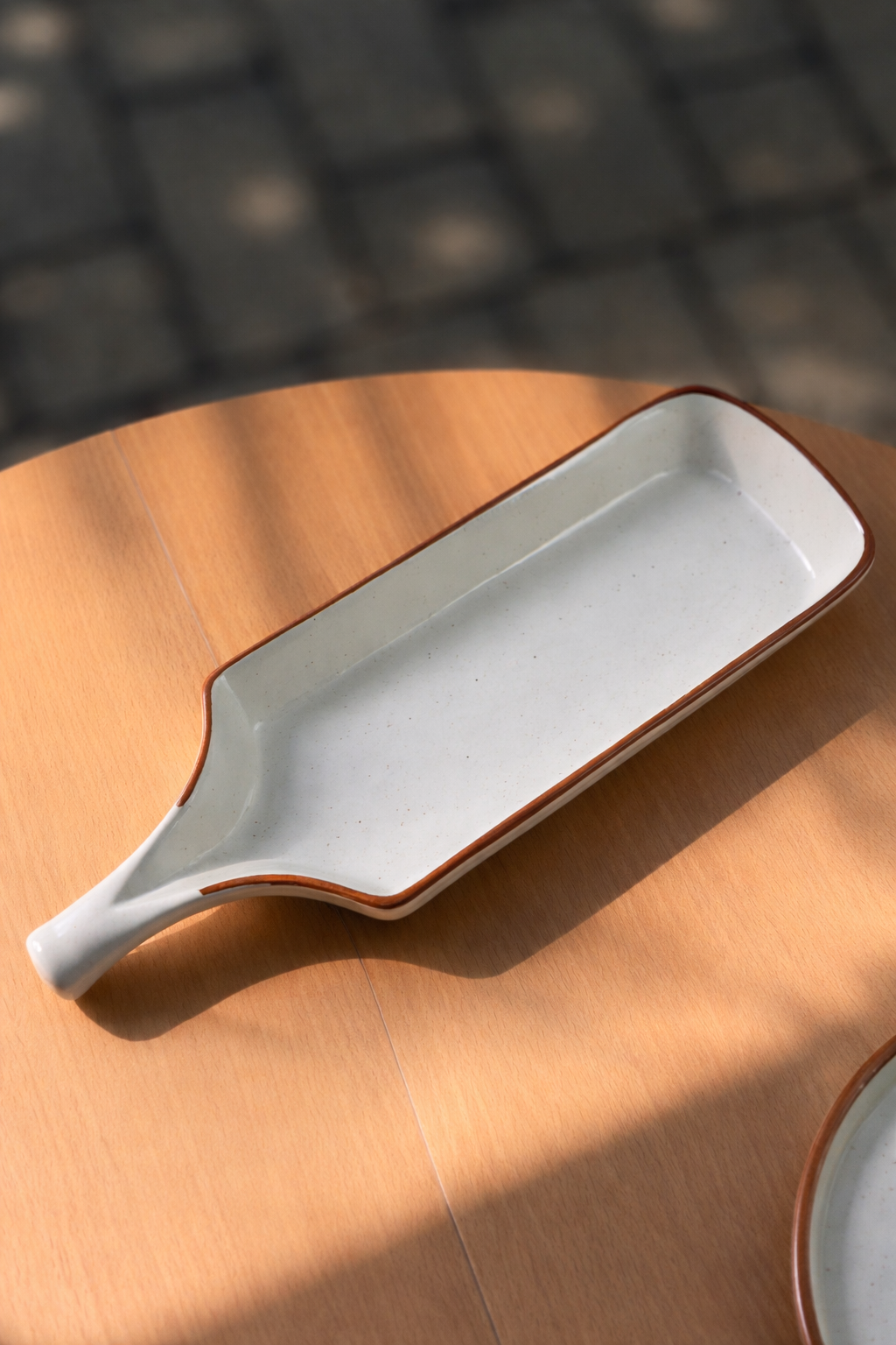 Crema Rectangular Serving Platter with Handle