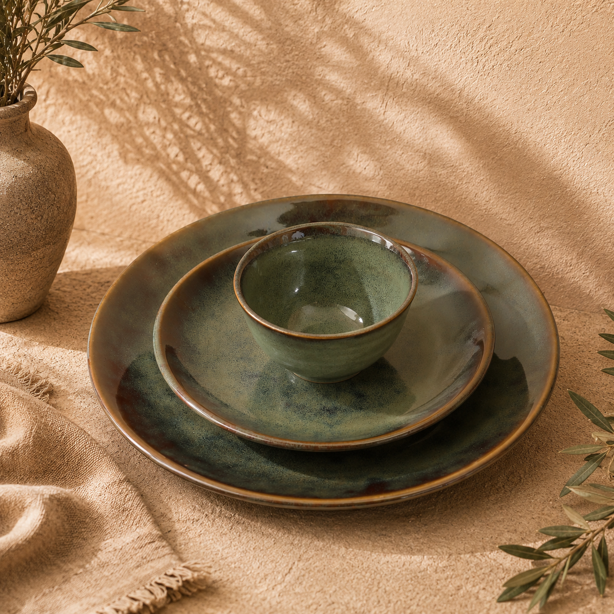 The Verdant Atelier™ Luxe Hosting Collection -Dinner Plates, Quarter Plates, Sweet Bowls, Soup Bowls & Serving Bowls