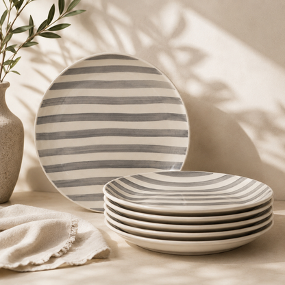 Noir & Ivory Stripe™ Dinner Plates