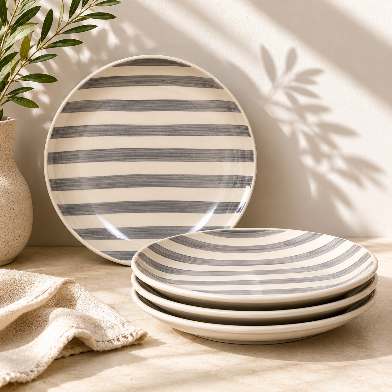 Noir & Ivory Stripe™ Quarter Plates