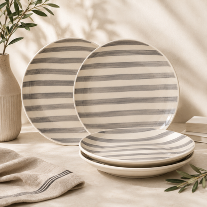 Noir & Ivory Stripe™ Quarter Plates