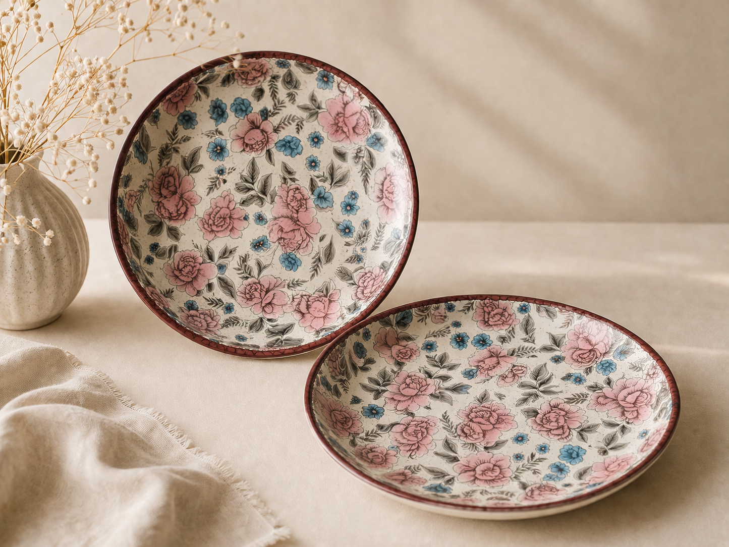 Vintage Bloom Floral Flat Plates (8 Inch)