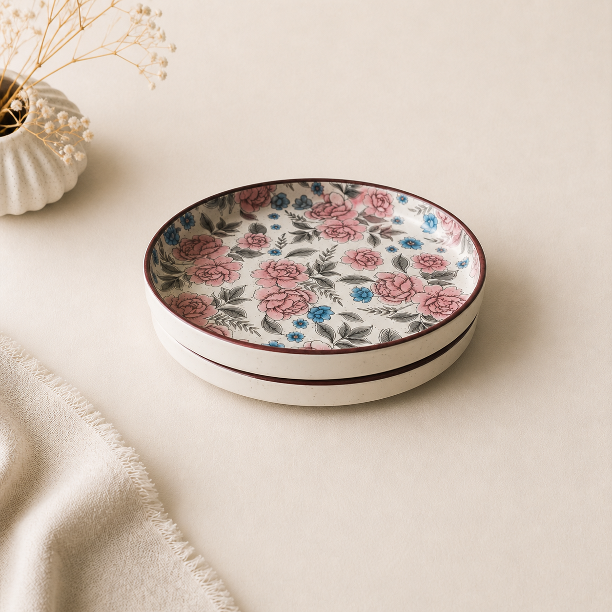 Vintage Bloom Floral Flat Plates (8 Inch)