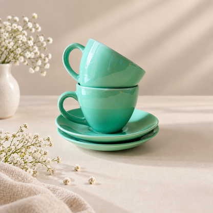 180 ml - Aqua Cappuccino Cup & Saucer Set