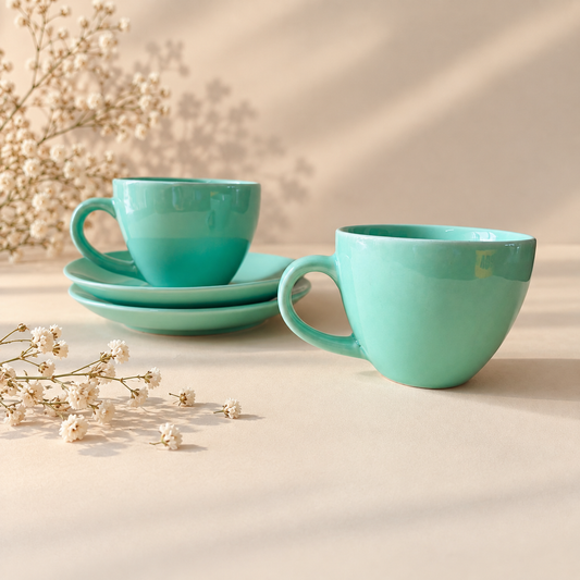 180 ml - Aqua Cappuccino Cup & Saucer Set