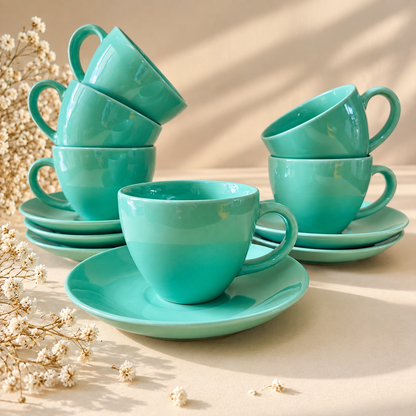 180 ml - Aqua Cappuccino Cup & Saucer Set