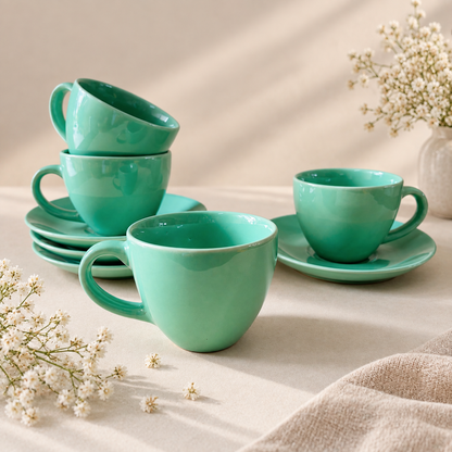 180 ml - Aqua Cappuccino Cup & Saucer Set