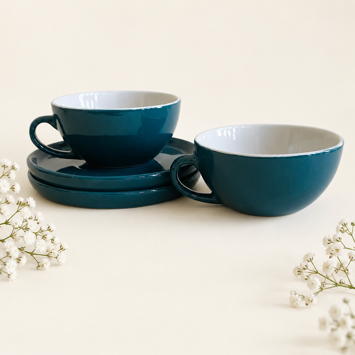 240 ml - Peacock Latte Cup & Saucer Set
