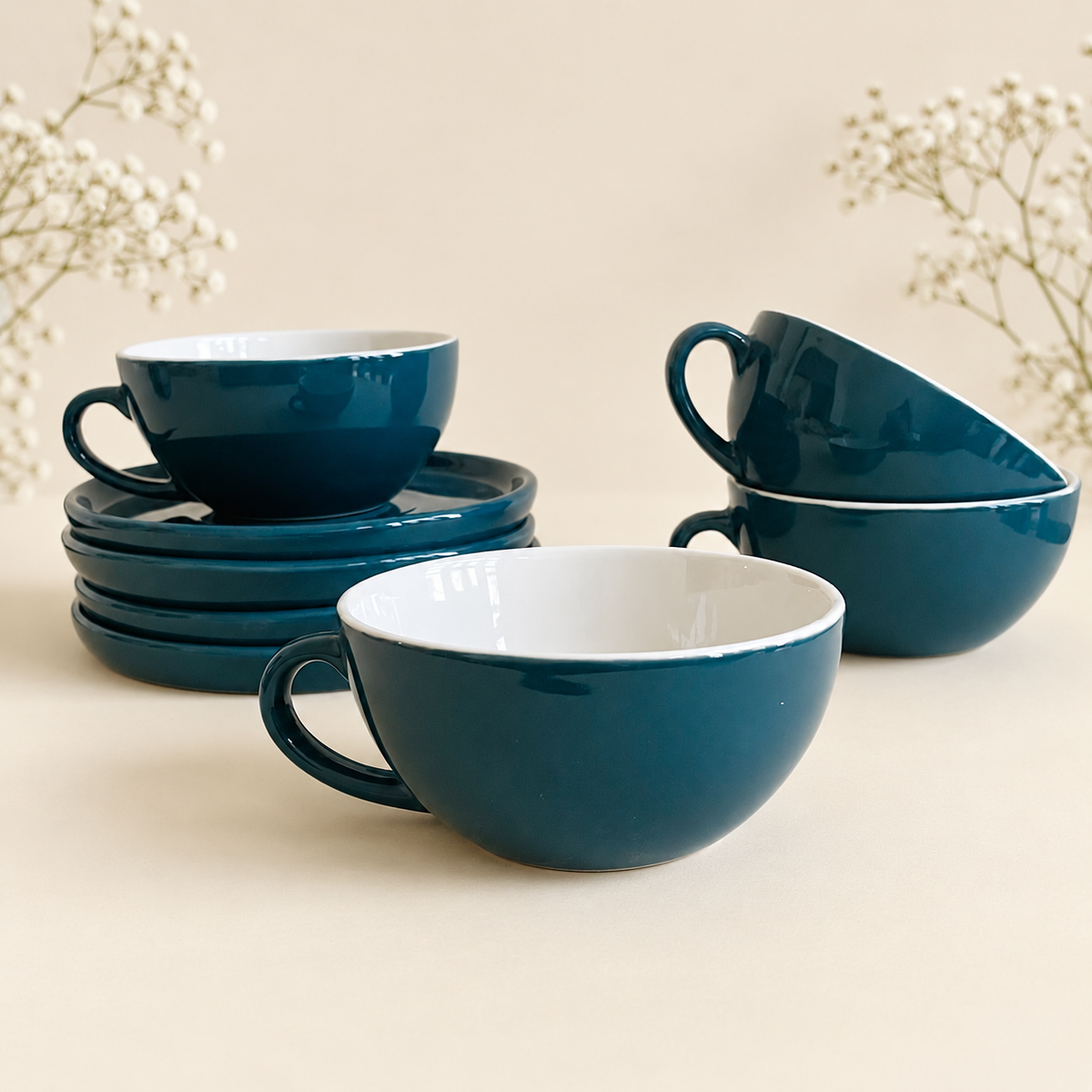 240 ml - Peacock Latte Cup & Saucer Set