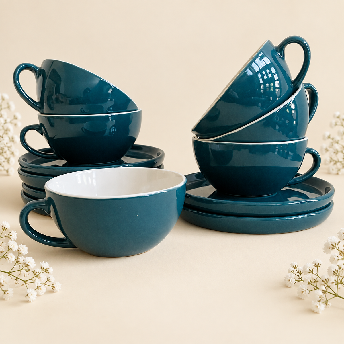 240 ml - Peacock Latte Cup & Saucer Set