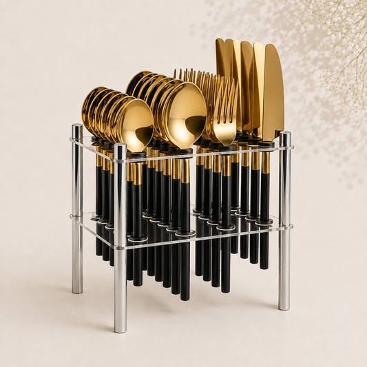 Set Di Posate - A Set of 24 Pieces with Stand