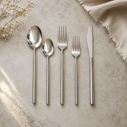 Silvery Glossy Cutlery Set (Set of 5)