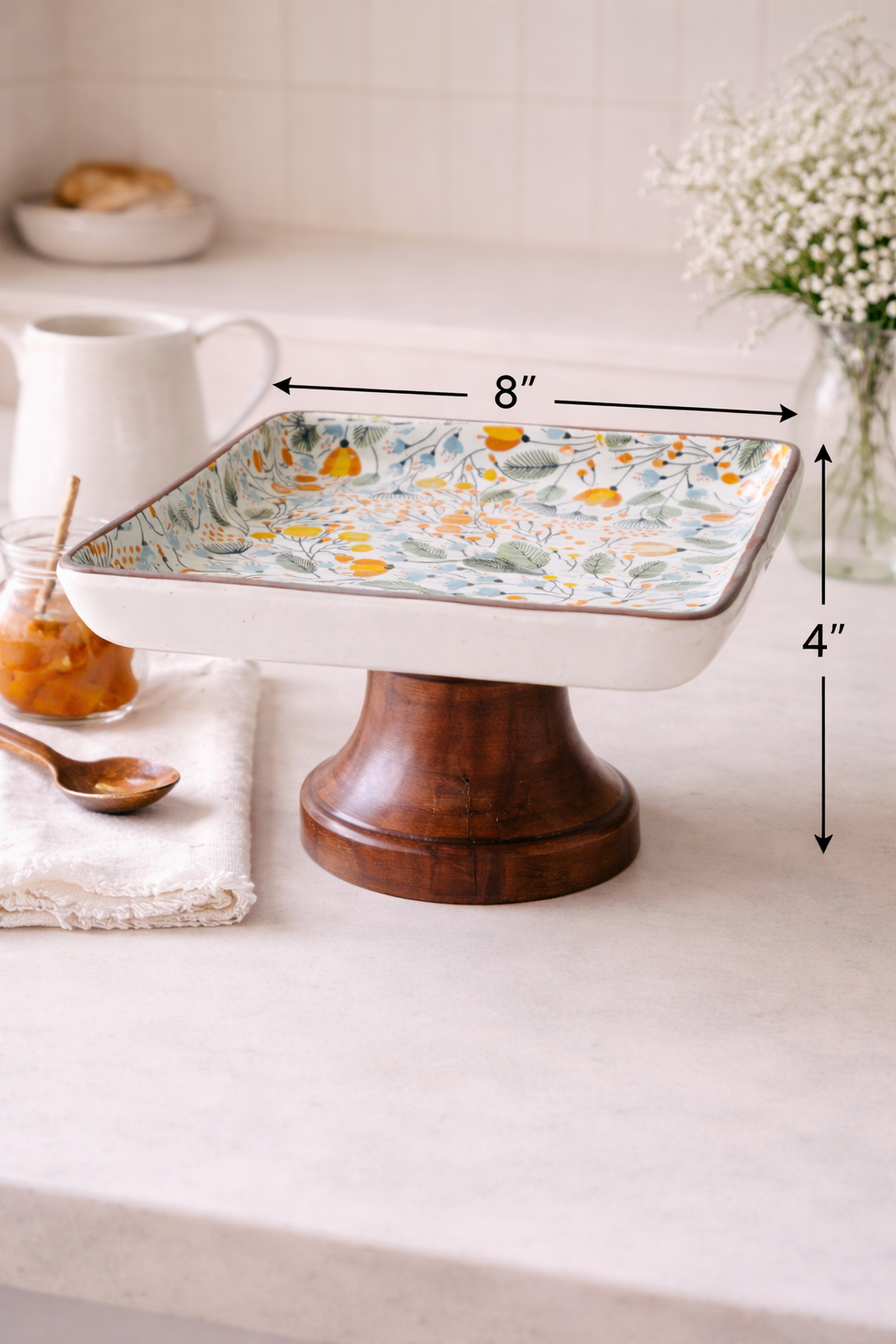 Moutarde Jr Florale Cake Stand - Square