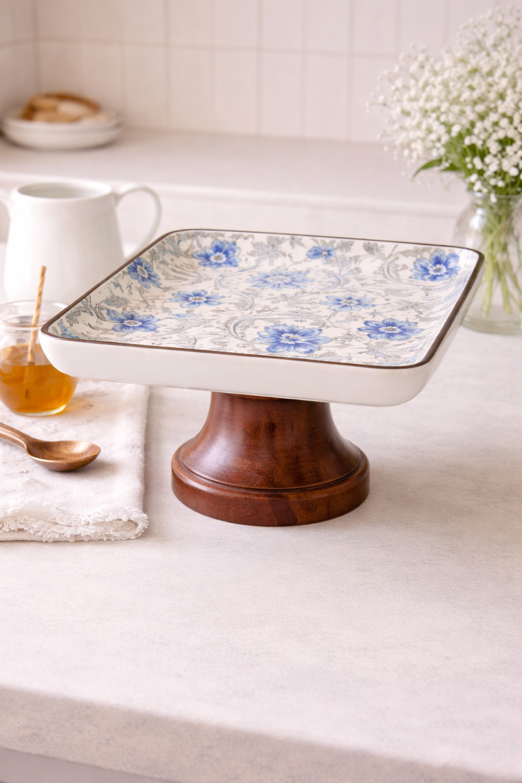 Bleu Floral Cake Stand
